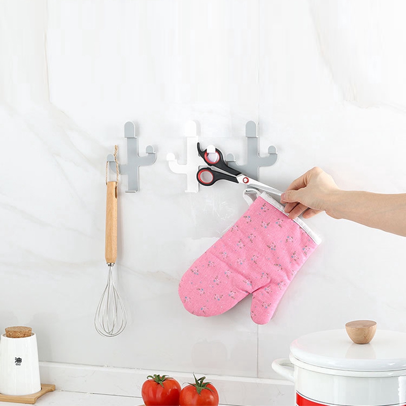 Set 2 Móc Treo Đồ Dán Tường Hình Cây Xương Rồng Xinh Xắn