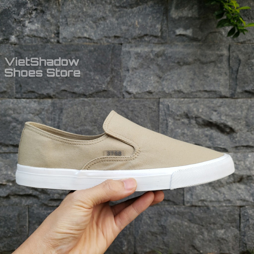 Slip on nam - Giày lười vải nam cao cấp thương hiệu 3768 - Vải thô 4 màu (đen), (khaki), (Xanh), (Đỏ) - Mã SP 616