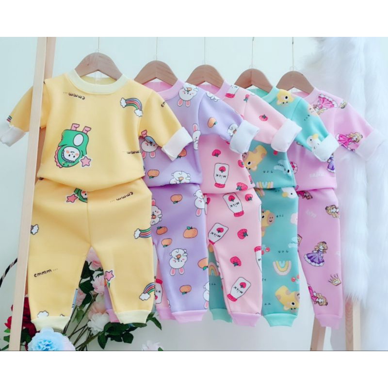 Quần áo trẻ em - Bộ nỉ lông chui đầu cho bé từ 4-14kg