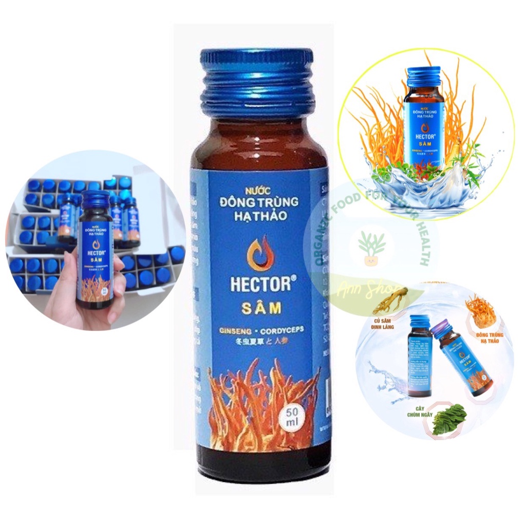 ✅TĂNG SỨC ĐỀ KHÁNG CƠ THỂ ✅ với Đông trùng hạ thảo Hector Sâm, giúp hạn chế bệnh vặt, 1 hộp 10 chai (50ml x 10chai)