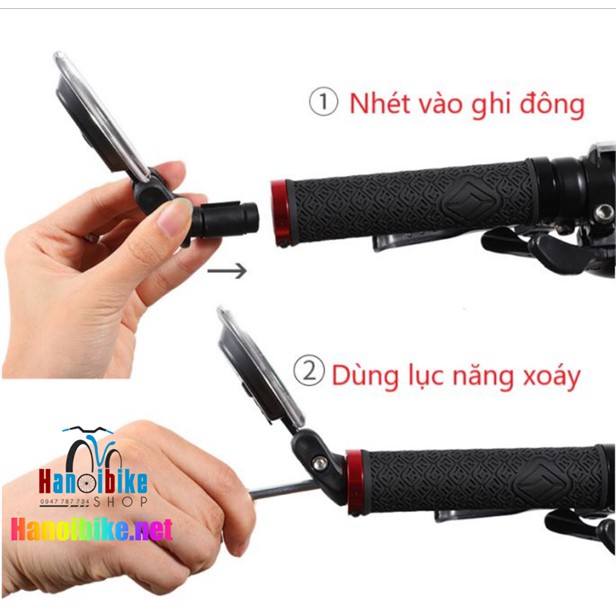 Gương Chiếu Hậu Xe Đạp Xoay 360 độ có đèn