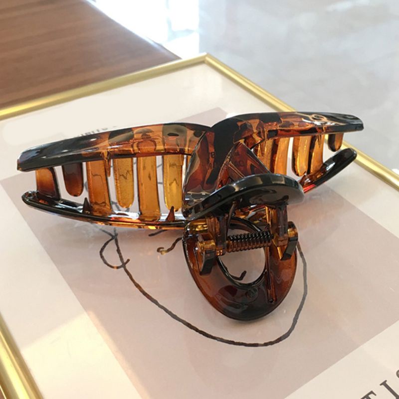 Kẹp Tóc Đuôi Ngựa Bằng Nhựa Trong Suốt Chống Trượt Màu Hổ Phách Phong Cách Hàn Quốc Cho Nữ