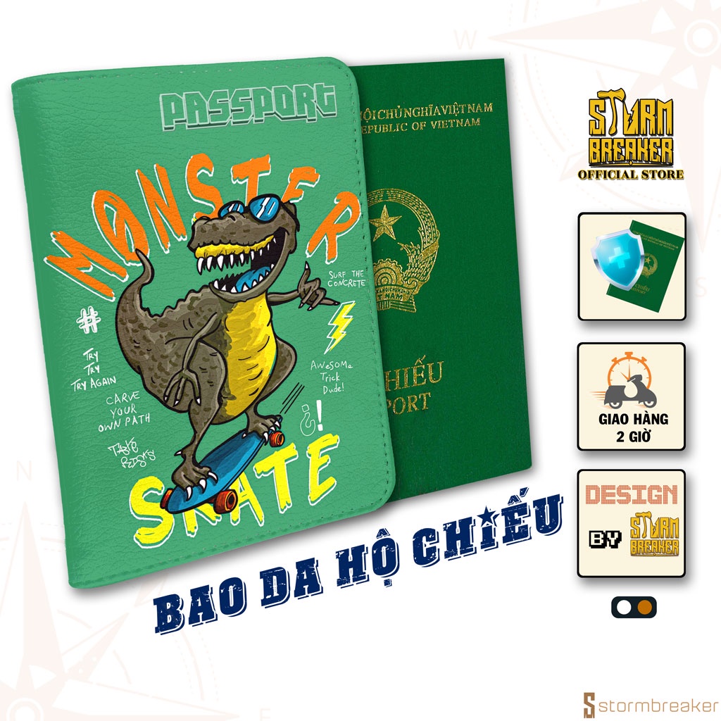 Bao Da Hộ Chiếu - Ví Đựng Passport Du Lịch  Monter Skate - For Kids - Dinosaur - PPT194 STORMBREAKER