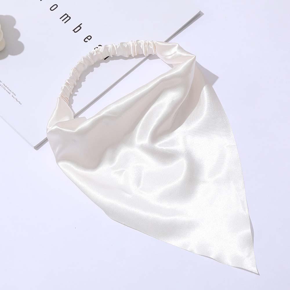 Khăn choàng cổ kiêm băng đô đeo đầu vải satin lụa sáng bóng hình tam giác co giãn thanh lịch nhiều màu sắc cho nữ