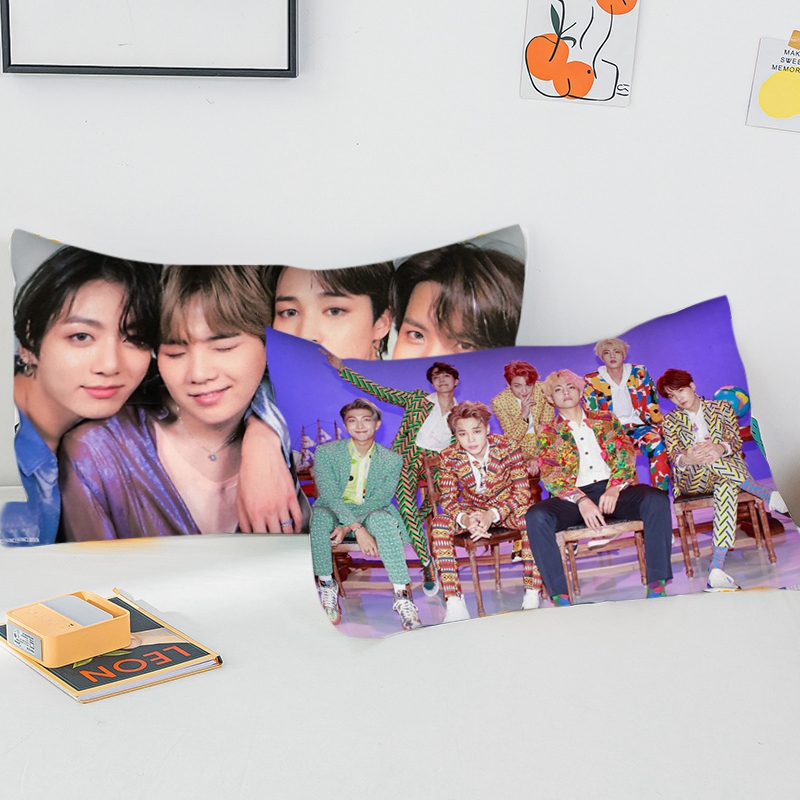 Vỏ Gối Vuông 50x30cm In Hình Nhóm Nhạc Bts Độc Đáo