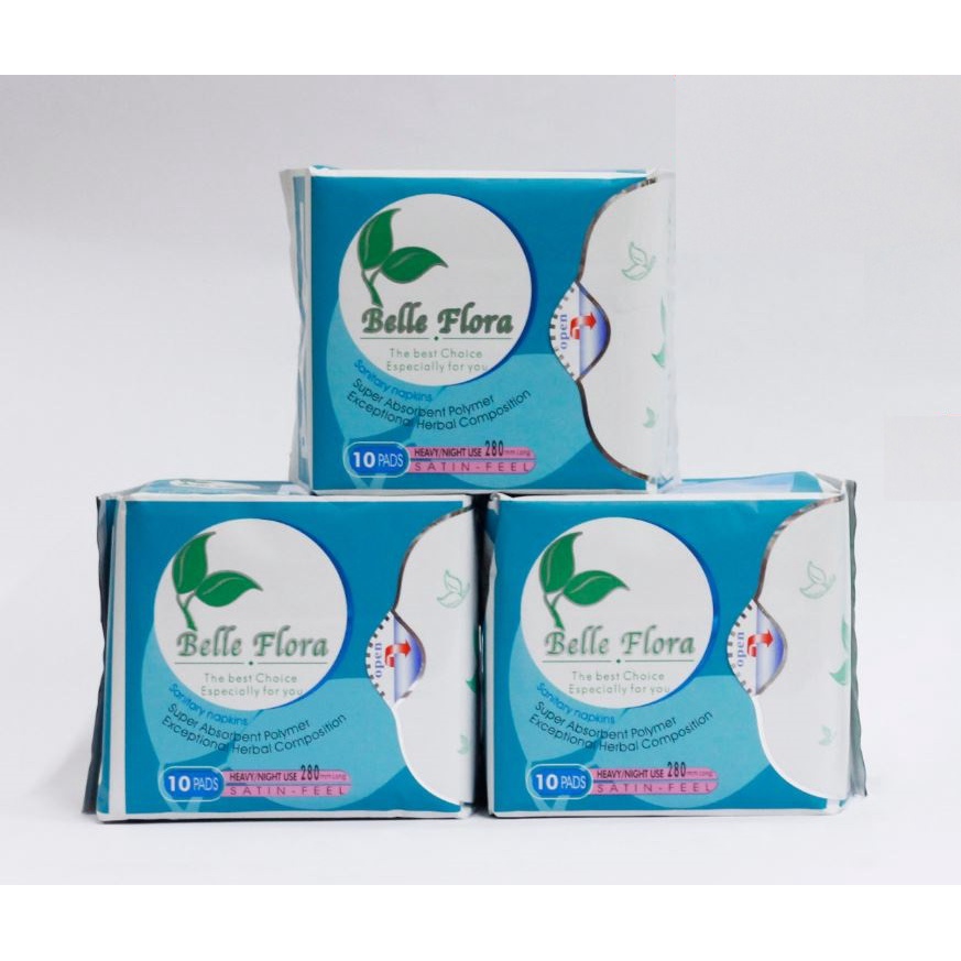 Bộ băng vệ sinh Belle Flora ban đêm cotton - 3 gói