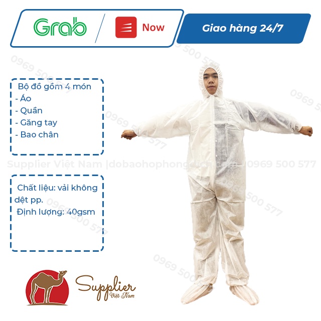BỘ BẢO HỘ NGƯỜI LỚN PHÒNG DỊCH 4 MÓN CẤP ĐỘ 1 ĐI SÂN BAY - VẢI KHÔNG DỆT LEVEL 1, CÓ ĐỒ BẢO HỘ CHO EM BÉ MSP: DBH002