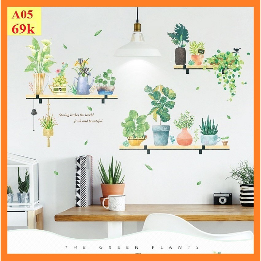 Decal dán tường Chậu cây A05 - Decal dán tường Hàn Quốc
