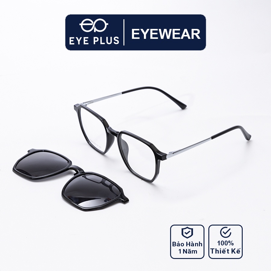 Gọng kính râm cận nam nữ thời trang EYE PLUS luc giác hot trend 2in1KL-2184