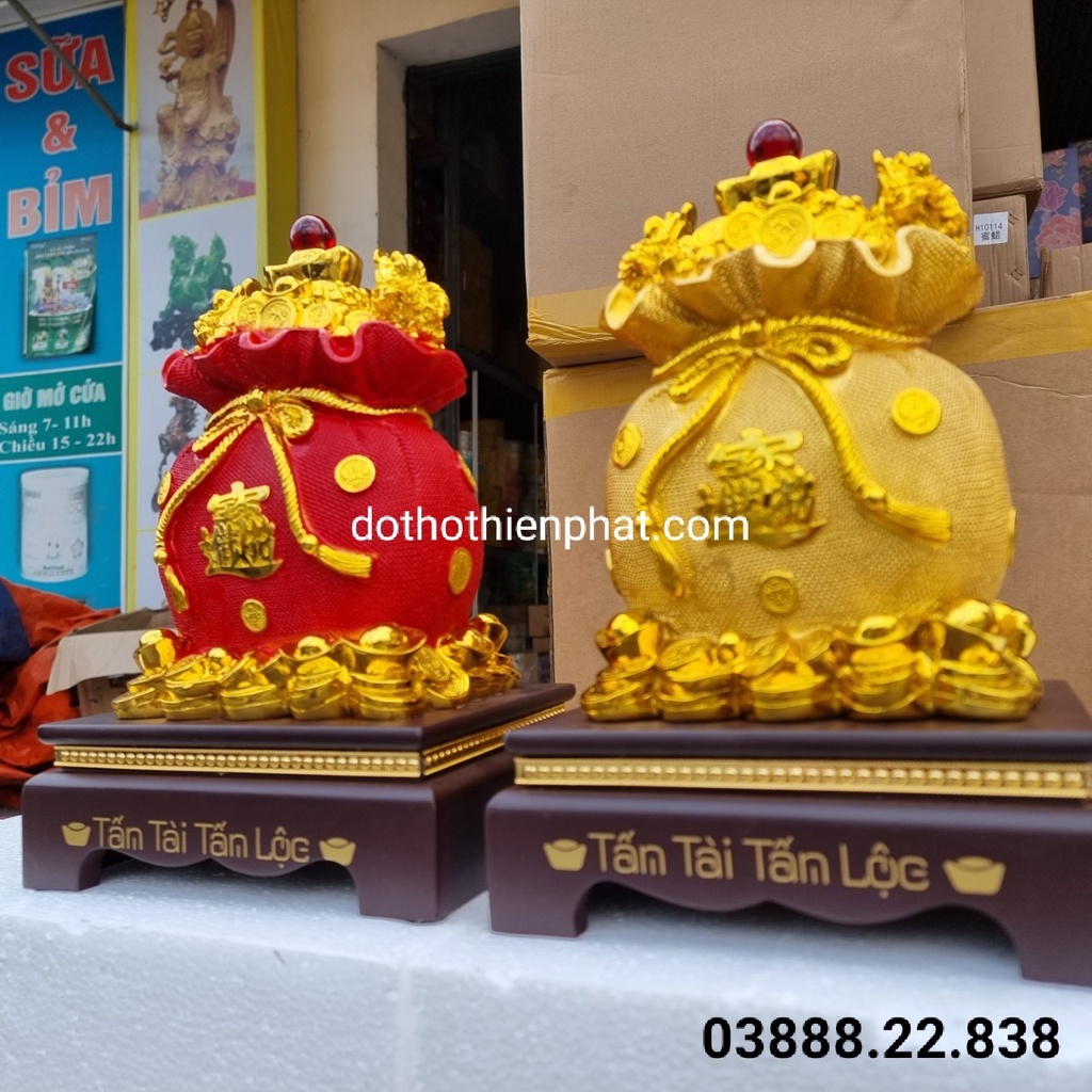 Túi vàng tài lộc phong thủy màu đỏ loại 1 rẻ nhất thị trường