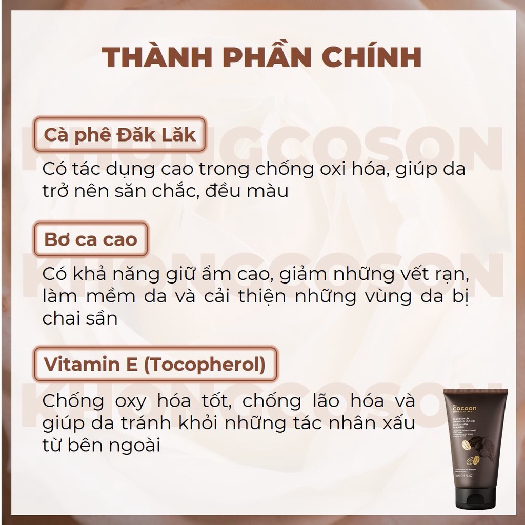 Tẩy Tế Bào Chết Cà Phê Đắk Lắk Làm Sạch Da Chết Mặt Cocoon 150m - Khongcoson