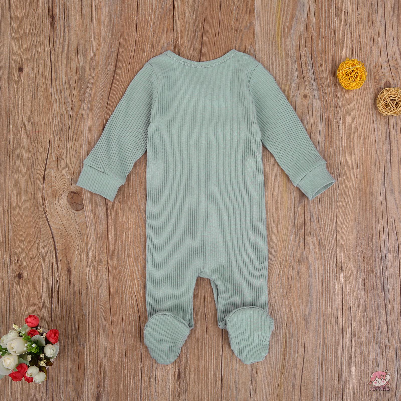 JOP7-0-18 Months Unisex Baby Foot Wrap One-Piece, Cotton Snap Closure Footed Solid Color Warm Outfits, Newborn Sleep & Play Jumpsuit