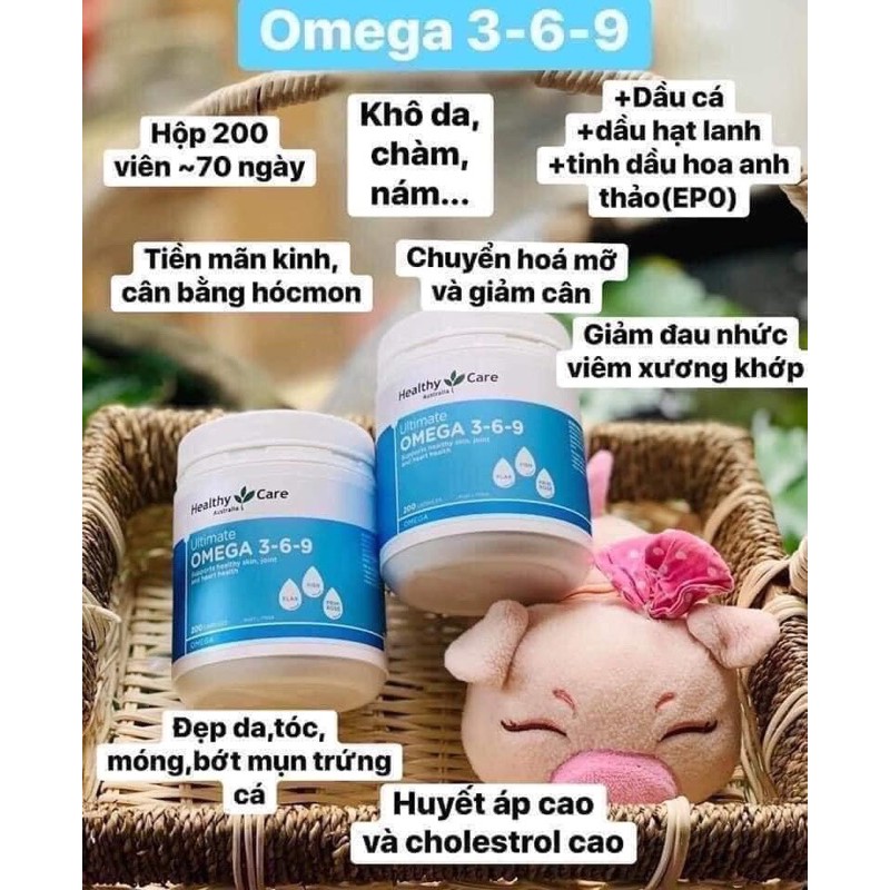 Omega 3-6-9 của healthy care 200 viên chuẩn Úc