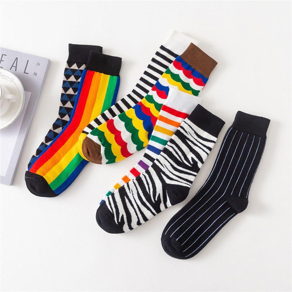 YVE 1 Đôi Tất Cotton Kẻ Sọc Thời Trang Cho Nữ