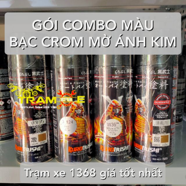 SƠN SAMURAI GÓI COMBO MÀU BẠC CROM MỜ ÁNH KIM W39 GỒM 4 CHAI