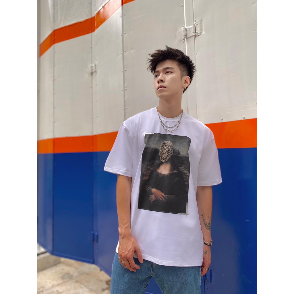 Áo T-Shirt unisex KLEINO Masked Monalisa - WHITE