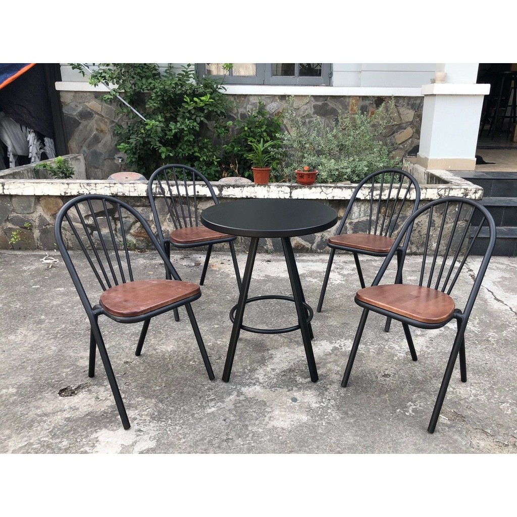 Ghế sắt mặt gỗ G25