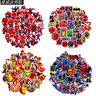 Set 50c stickers SIÊU ANH HÙNG MARVEL, DC, IRONMAN, BATMAN, SPIDERMAN dán máy tính laptop, vali, xe máy, mũ bảo hiểm