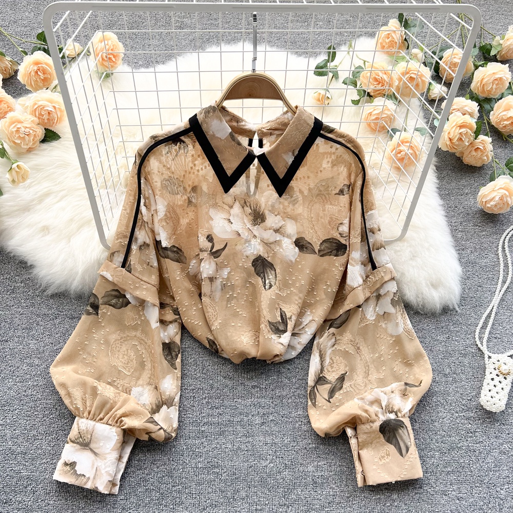 Áo sơ mi voan hoa dài tay ulzzang   251121 TP2