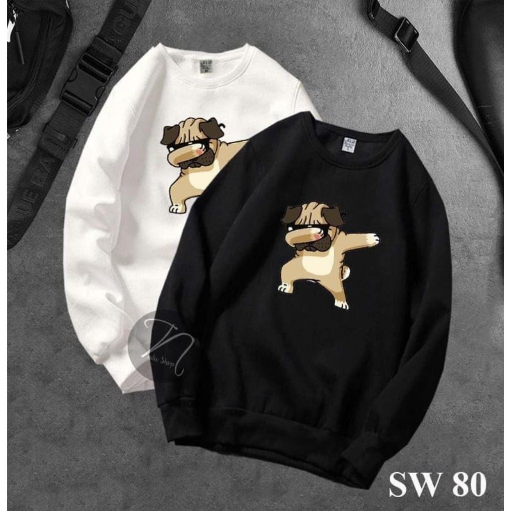 ÁO SWEATER NỈ UNISEX IN CÚN ĐEO GƯƠNG SIÊU NGẦU ÁO NỈ TAY DÀI FORM NAM NỮ ĐỀU MẶC ĐƯỢC