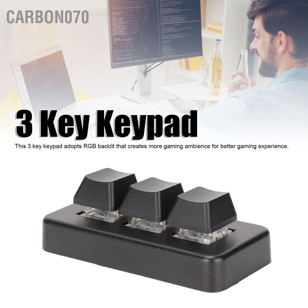 [Hàng Sẵn] Bàn phím cơ 3 phím chuyên nghiệp Đèn nền RGB USB Mini Cơ khí Lập trình được cho Máy tính【Carbon070】