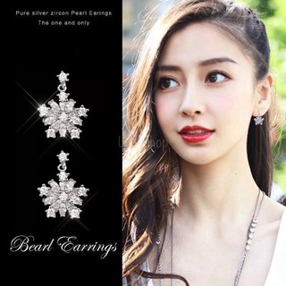 Bông tai bạc Ý s925 hình bông hoa đính kim cương nhân tạo style Hàn Quốc (BT18)
