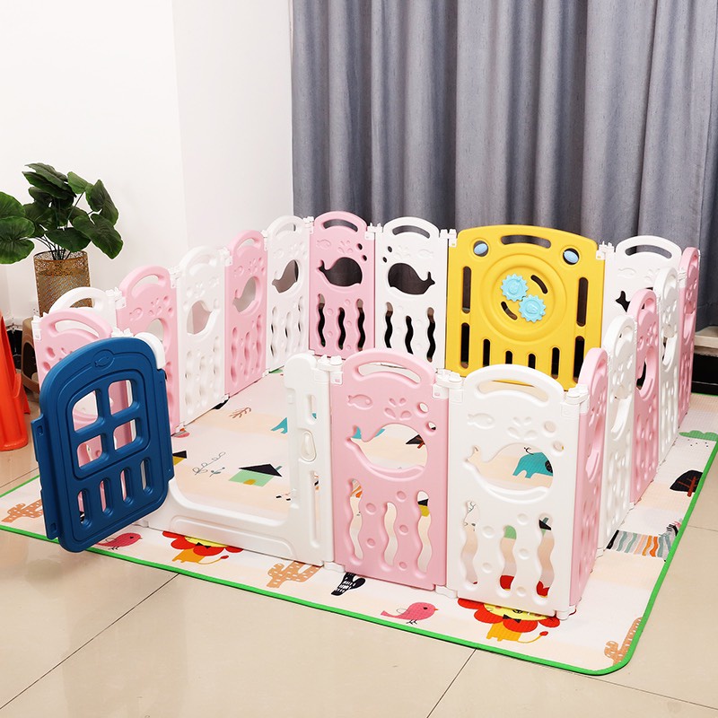 [VBABY30KQ] Quây cũi gấp gọn mẫu mới 2022 -  hình con cá (Tặng 100 Bóng + 1 Thảm Hai Mặt + Giỏ Đựng Bóng)