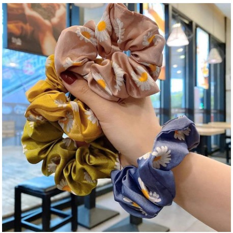 Dây Buộc Tóc Vải Lụa Hoa Cúc Scrunchies