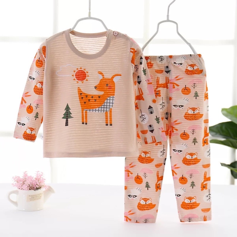 Đồ bộ bé trai bé gái KiXi bộ thu đông vải cotton sợi tre nhiều mẫu đẹp bộ dài tay cho bé trai bé gái CMQAD02