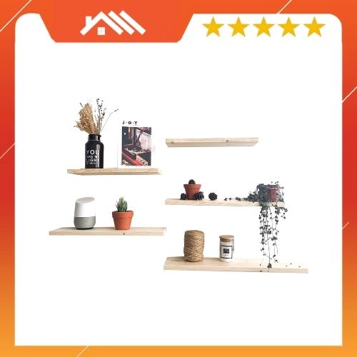 Bộ kệ treo tường set 3 thanh ngang rộng 15cm gỗ tự nhiên FEGO/ Giá gắn tường decor trang trí nhà cửa bền đẹp