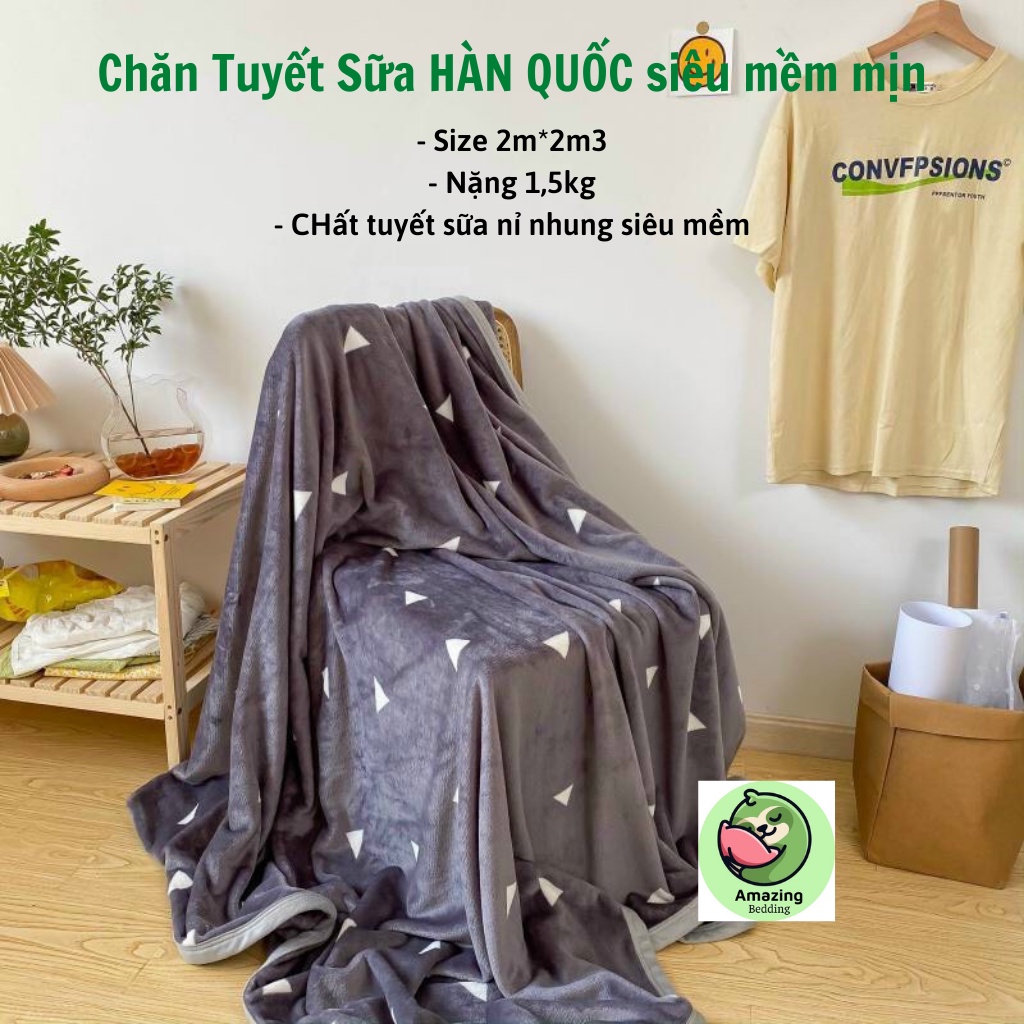 Chăn Tuyết Sữa Nỉ nhung lông Hàn Quốc siêu mềm mịn