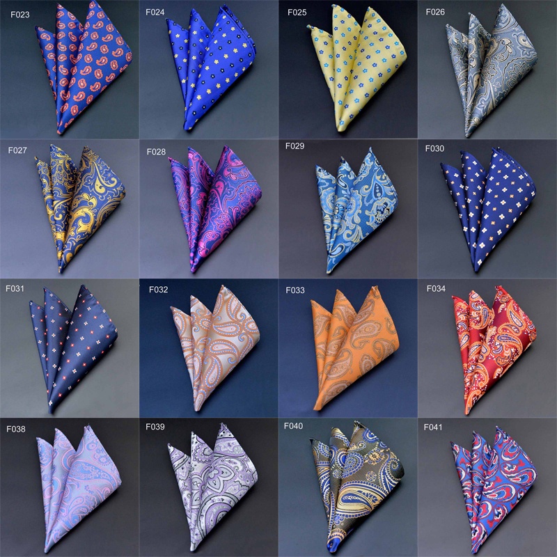 Sang Trọng Nam Lụa Khăn Tay Hanky Chấm Bi Kẻ Sọc Paisley Hoa Jacquard Dệt Túi Vuông 25 * 25cm Cho Tiệc Cưới Khăn Ngực