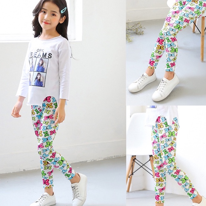 Quần Legging Hoa Dễ Thương Thời Trang Mùa Hè Cho Bé Gái 3-10 Tuổi