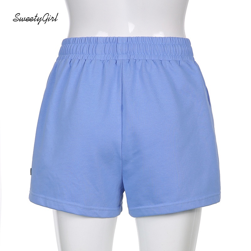 Quần Short Thể Thao Lưng Thun Cao Co Giãn Màu Trơn 2022 Dành Cho Nữ