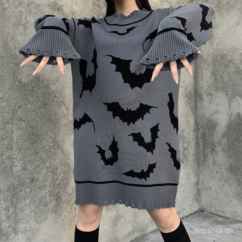 koran đầm cánh dơi dáng rộng in họa tiết xinh xắn dành cho nữ