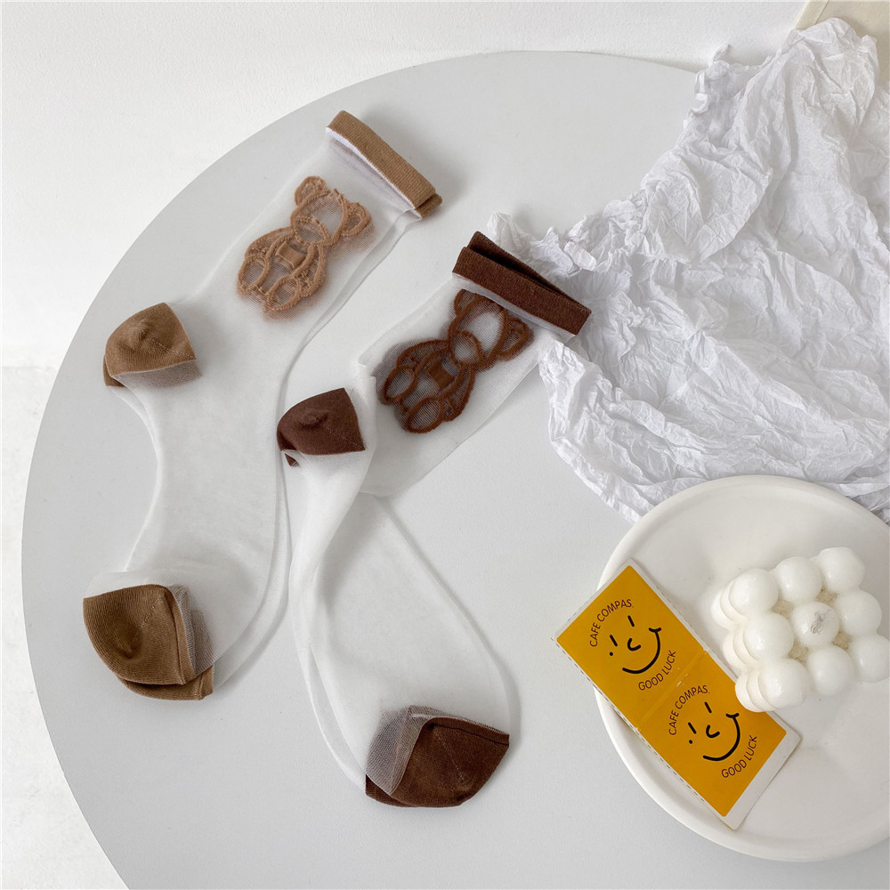 Tất Nữ Xuyên Thấu Siêu Mỏng Nhiều Màu In Hình Gấu Đáng Yêu Sau2Life