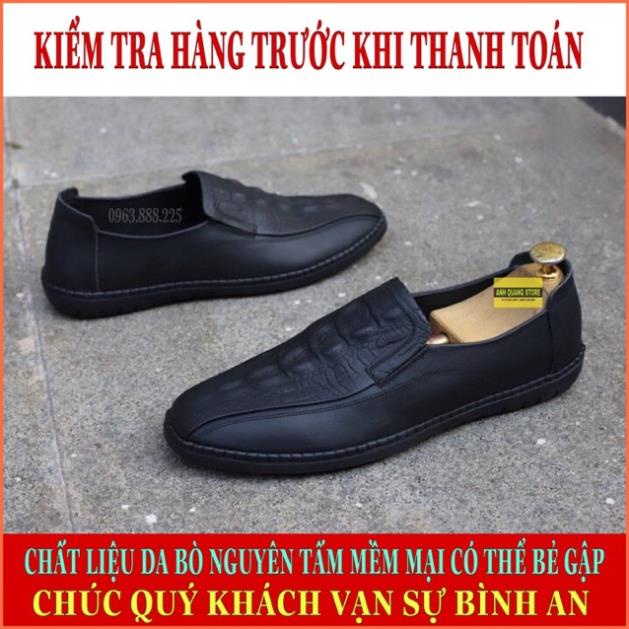 Giày lười nam cao cấp GT338 da bò mềm mại đế cao su êm ái phong cách hiện đại bảo hành 1 năm ;