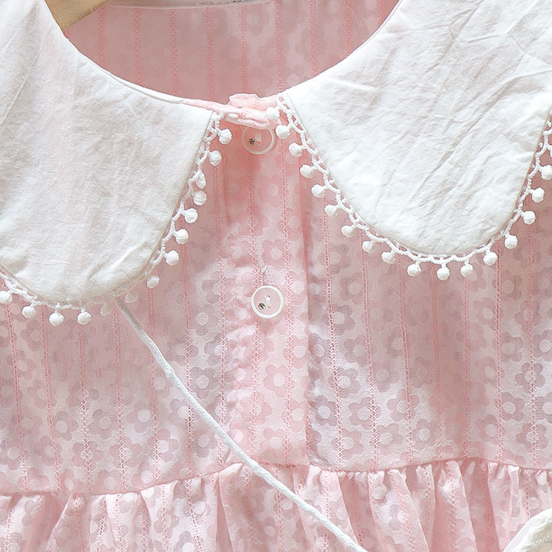 Đầm cotton tay ngắn thời trang Hàn Quốc phong cách ngọt ngào cho bé gái sơ sinh