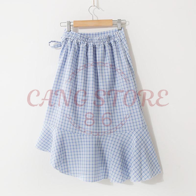 Chân váy đuôi cá kẻ sọc caro - Chân váy dài eo thun đằng sau - Chân váy dài ulzzang (Hàng Quảng Châu) | BigBuy360 - bigbuy360.vn