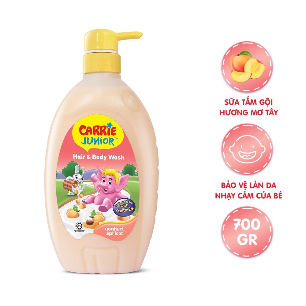 Sữa tắm gội toàn thân cho bé Carrie Junior Yoghurt 700g/chai