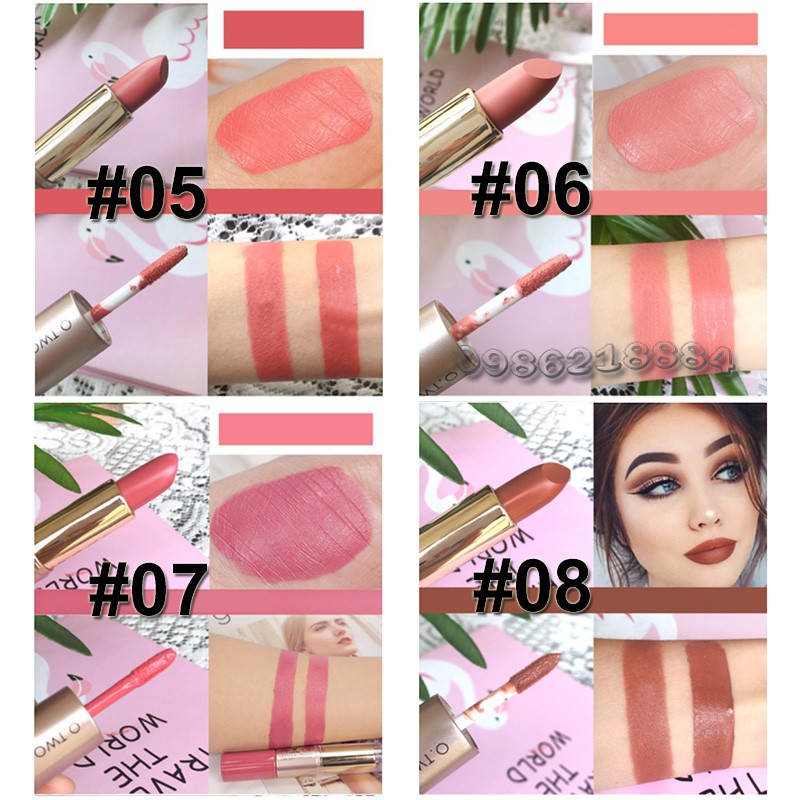 Thỏi son kem hỗn hợp O.TWO.O 2 in 1 Matte Lipstick & Liquid Lipstick LLL1