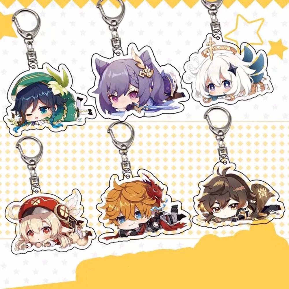 Móc Chìa Khóa Bằng Acrylic Họa Tiết Anime Dễ Thương Giá Đỡ