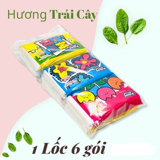 KHĂN GIẤY BỎ TÚI HƯƠNG TRÁI CÂY PULPPY 2 LỚP 1 LỐC 6 GÓI