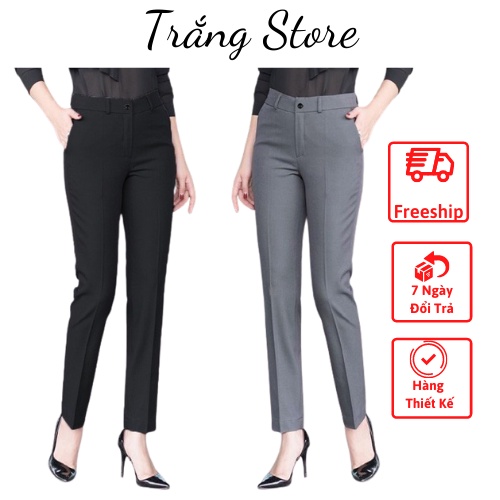 Quần tây nữ công sở dáng dài 95cm vải tuyết mưa cao cấp có khóa giữa lên dáng đẹp mê ly