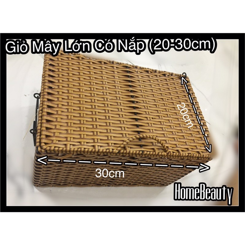 Giỏ Mây Chữ nhật có nắp Lớn (20-30cm)