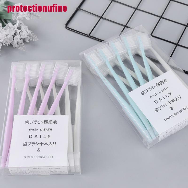 Set 10 Bàn Chải Đánh Răng Nano Siêu Mịn Kèm Bàn Chải Than Tre Cho Người Lớn