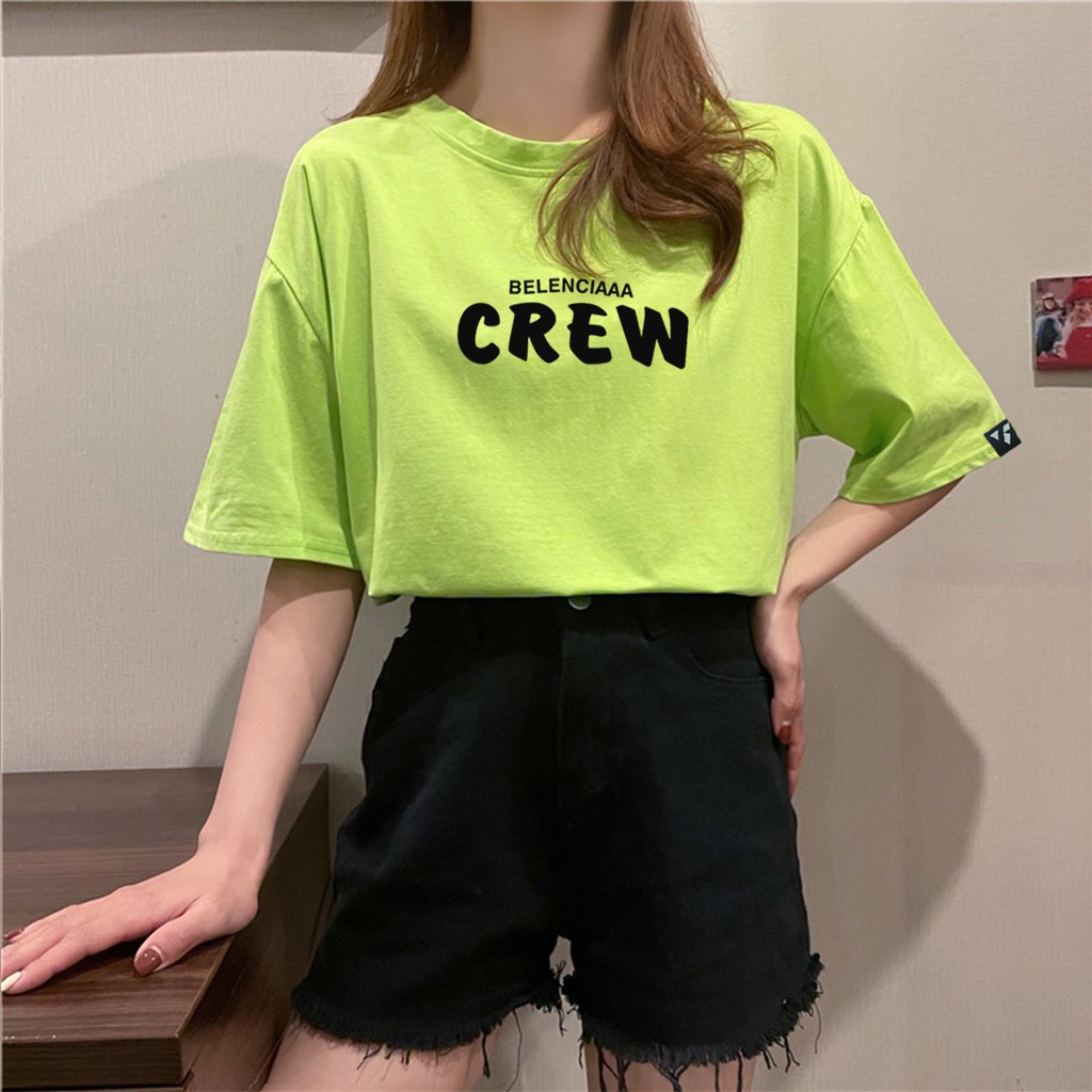 Áo thun tay lỡ Unisex Balenciaaa Crew form rộng