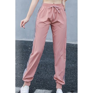 Quần dài jogger nữ vải dù bo chân có dây tăng giảm lưng