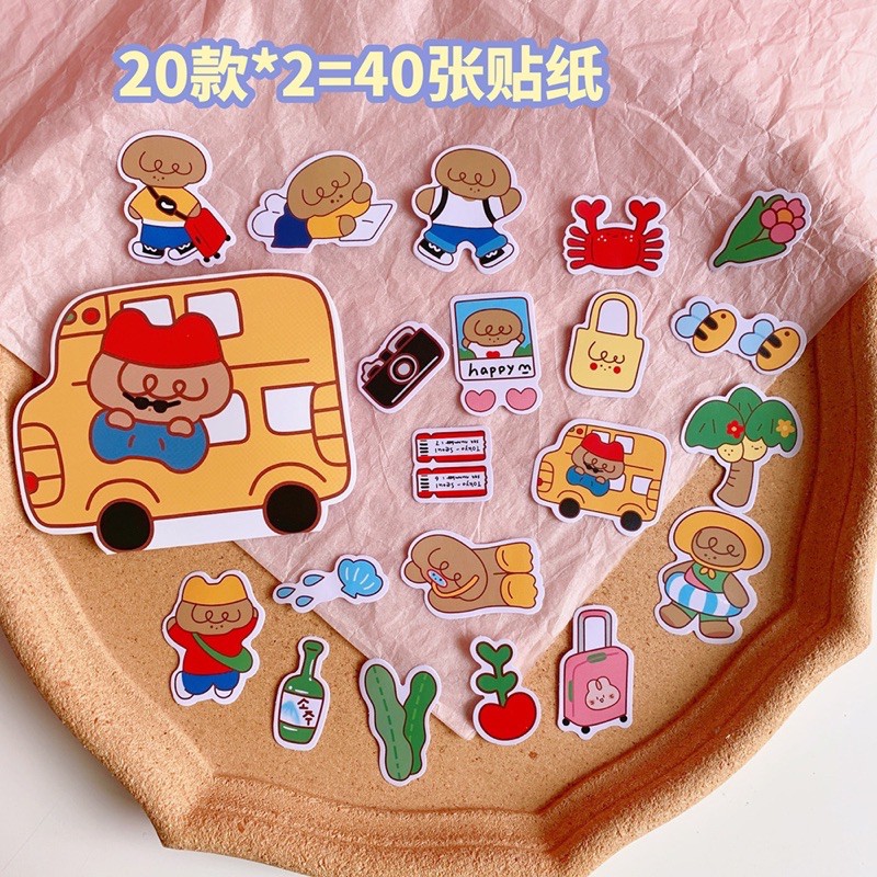 Set 40 tấm sticker mẫu gấu