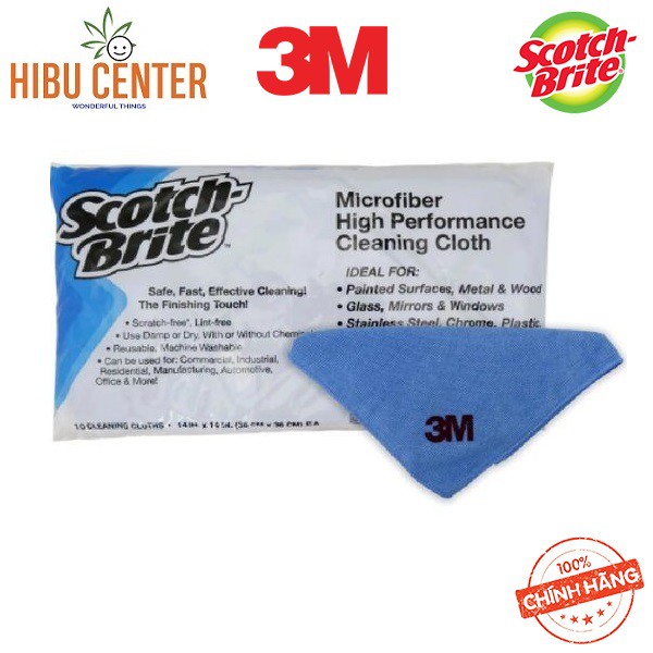 Túi 10 Khăn Microfiber 3M SQ21 36x36cm - Mềm Và An Toàn Cho Bề Mặt – Hàng Chính Hãng Scotch-Brite